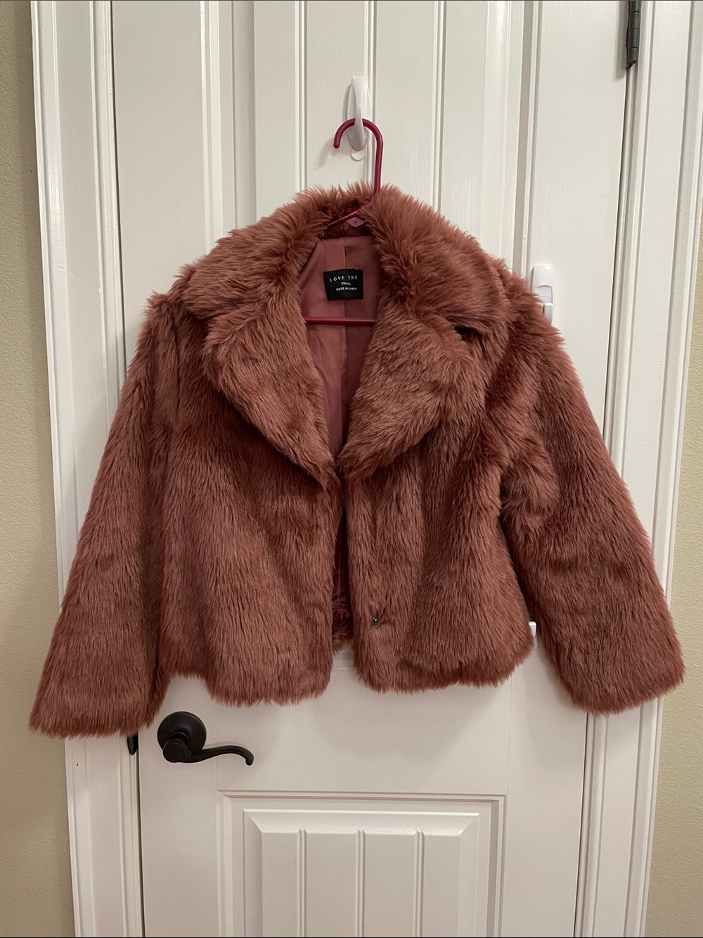 Love Tree Faux Fur Teddy Jacket in Dusty Rose Mauve